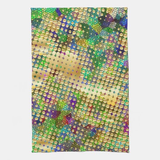 Fun Psychedelic met een Splatter of Gold Stippen Theedoek (Verticaal)