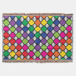 Fun Psychedelic Quatrefoil Print Patroon Deken