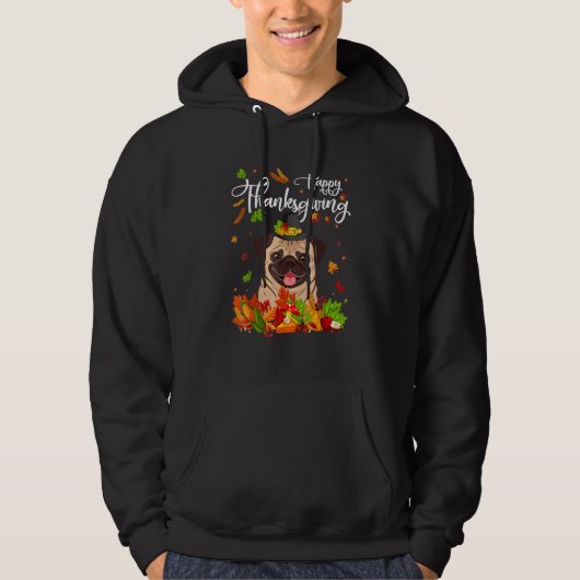 Fun Pug Thanksgiving Autumn Dog Hoodie (Voorkant)