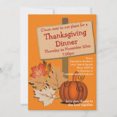Fun Pumpkin Autumn Leaves THANKSGIVING DINNER Kaart (Voorkant)