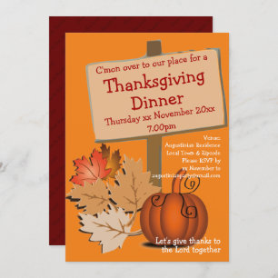 Fun Pumpkin Autumn Leaves THANKSGIVING DINNER Kaart