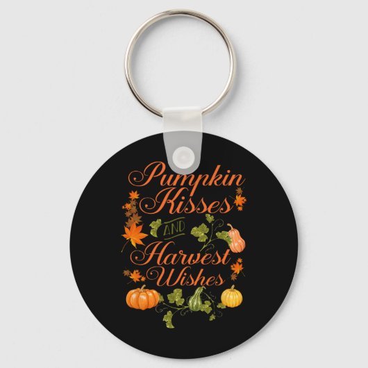 Fun Pumpkin Kisses en Harvest wil Mannen Sleutelhanger (Voorkant)