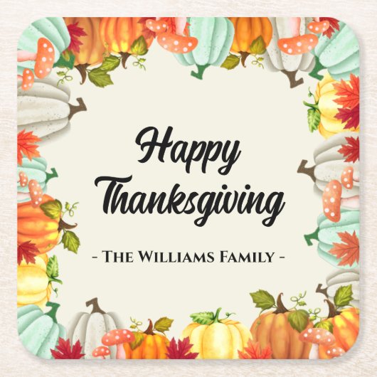 Fun Pumpkin Thanksgiving Dinner Kartonnen Onderzetters (Voorkant)