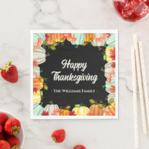 Fun Pumpkin Thanksgiving Dinner Napkins
