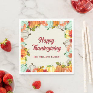 Fun Pumpkin Thanksgiving Dinner Napkins Servet