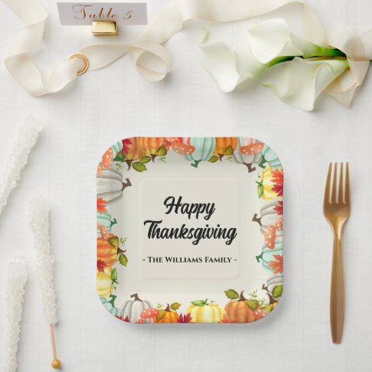 Fun Pumpkin Thanksgiving Dinner Papieren Bordje (Huwelijk)