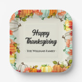 Fun Pumpkin Thanksgiving Dinner Papieren Bordje (Voorkant)