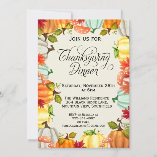 Fun Pumpkins Thanksgiving Kaart (Voorkant)