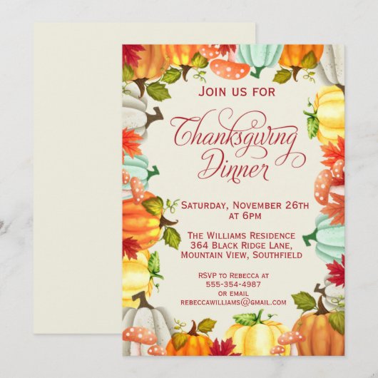 Fun Pumpkins Thanksgiving Kaart (Voorkant / Achterkant)