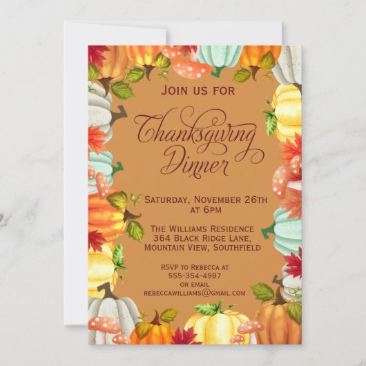 Fun Pumpkins Thanksgiving Kaart (Voorkant)