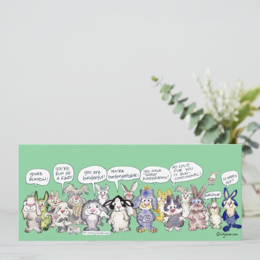 Fun Pun Bunnies Bedankt Custom Flat Kaart (Staand voorkant)