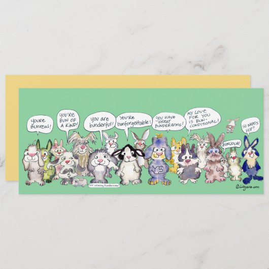 Fun Pun Bunnies Bedankt Custom Flat Kaart (Voorkant / Achterkant)