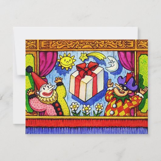 FUN PUPPET ARTIJ THEME BIRTHDAY INVITE INVITATION KAART (Voorkant)