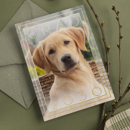 Fun Puppy School Gold Foil Afstuderen Aankondiging