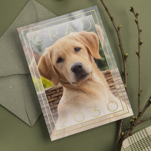 Fun Puppy School Gold Foil Afstuderen Aankondiging