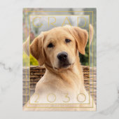 Fun Puppy School Gold Foil Afstuderen Aankondiging (Voorkant)