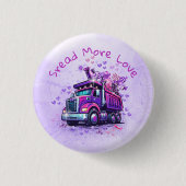 Fun Purple Dump Truck Spreading Love Ronde Button 3,2 Cm (Voorkant)