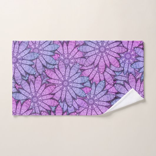 Fun Purple Flowers Bad Handdoek (Handdoek)