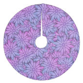 Fun Purple Flowers Fleece Kerstboom Rok (Voorkant)