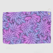 Fun Purple Flowers Golfhanddoek (Horizontaal)