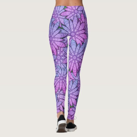 Fun Purple Flowers Leggings (Achterkant)