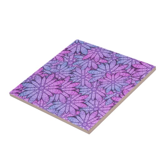 Fun Purple Flowers Tegeltje (Zijkant)