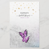 Fun Purple Watercolor Butterfly Bridal Shower Game (Achterkant)