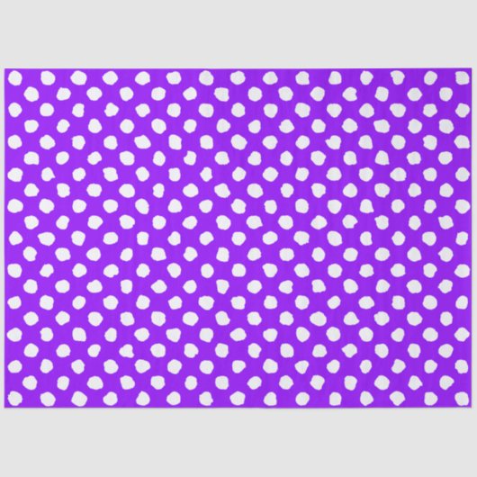 Fun Purple With Irregular White Polka Dots Tissuepapier (Voorkant)