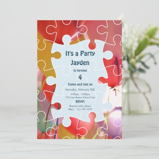 Fun Puzzle-ballon met waardering van Birthday Kaart (Staand voorkant)