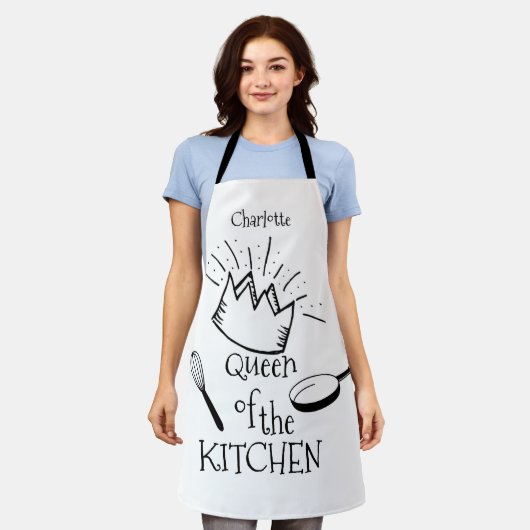 Fun Queen of the Kitchen gepersonaliseerd Schort (Gedragen)
