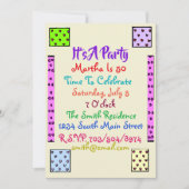 Fun Quilt Birthday Party Invitation Kaart (Voorkant)