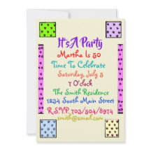 Fun Quilt Birthday Party Invitation