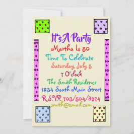 Fun Quilt Birthday Party Invitation Kaart