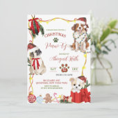 Fun Quirky Dog Christmas Pawty Kaart (Staand voorkant)