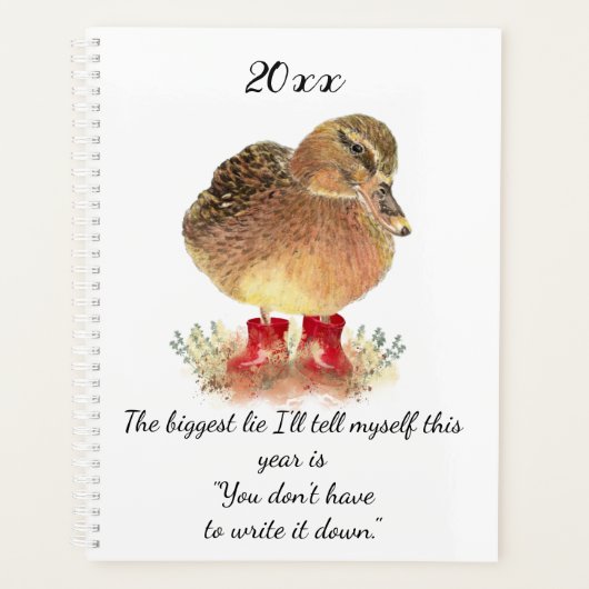 Fun Quote Cute Waterverf Duck Custom Year Planner (Voorkant)