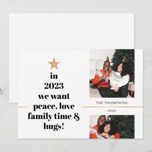 Fun Quote Family Foto minimalist Gold Glitter Feestdagenkaart (Voorkant / Achterkant)