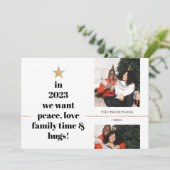 Fun Quote Family Foto minimalist Gold Glitter Feestdagenkaart (Staand voorkant)