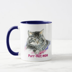 Fun Quote Purrr-fect mama Waterverf Cat Mok