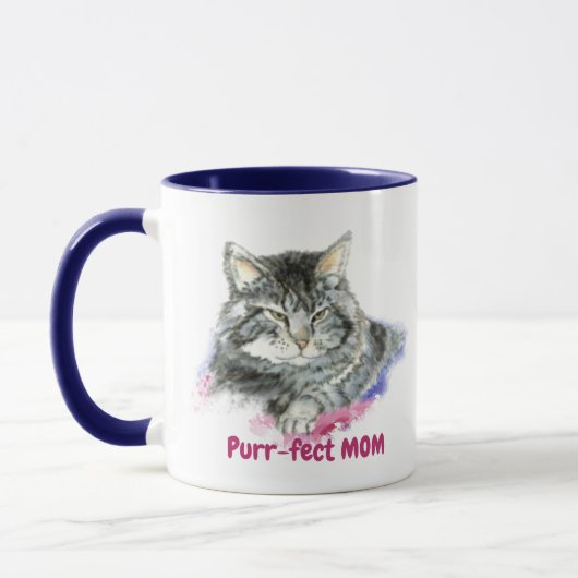 Fun Quote Purrr-fect mama Waterverf Cat Mok (Links)