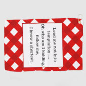 Fun Quote Red Gingham Modern Golfhanddoek (Horizontaal)
