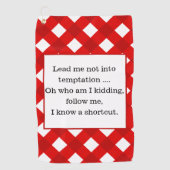 Fun Quote Red Gingham Modern Golfhanddoek (Voorkant)