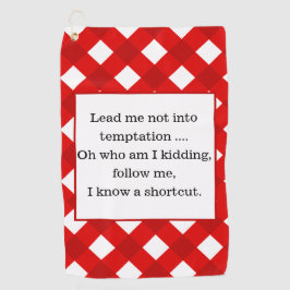 Fun Quote Red Gingham Modern Golfhanddoek