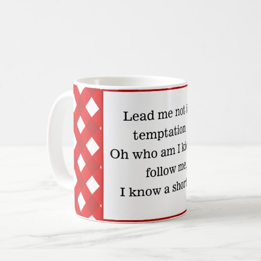 Fun Quote Red Gingham Modern Koffiemok (Voorkant links)