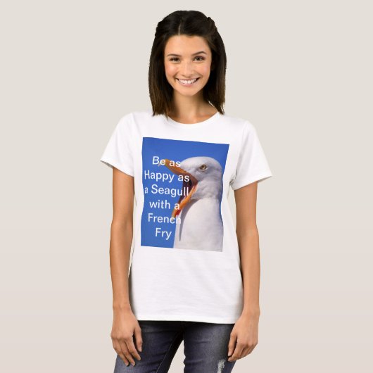 Fun Quote Seagull Blue T-shirt (Voorkant volledig)