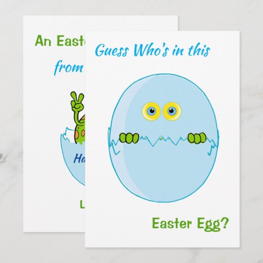 Fun Raad wie er in deze paaseienAlien zit Feestdagenkaart (Voorkant / Achterkant)