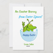 Fun Raad wie er in deze paaseienAlien zit Feestdagenkaart (Achterkant)