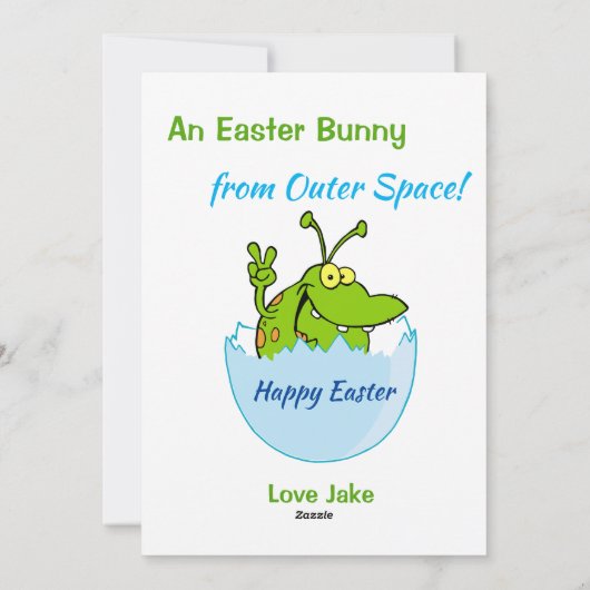 Fun Raad wie er in deze paaseienAlien zit Feestdagenkaart (Achterkant)