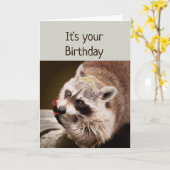 Fun Raccon die op de Nails gedrukt wordt Kaart (Gele Bloem)