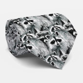 Fun Raccoon Familie Dier Natuur Kunst Stropdas (Opgerold)