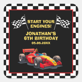 Fun Racing Driver Birthday Boy Vierkante Sticker